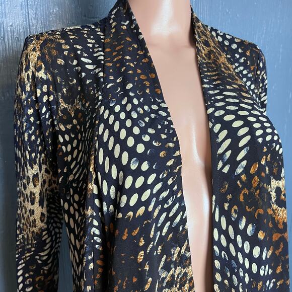 Frank Lyman GORGEOUS Mixed Media Animal Print Open Cardigan Glam Quiet Luxury 8m - Picture 2 of 6